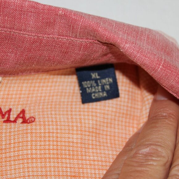 Tommy Bahama Relax Mens Linen Long Sleeve Button Down Shirt Orange Red Size XL - Picture 5 of 8